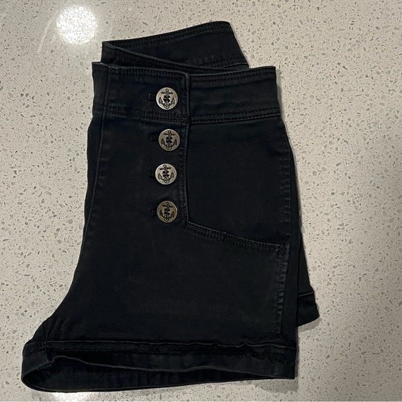 Express side button up, black high-rise shorts - Picture 1 of 2